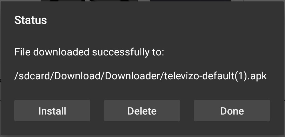 File downloaded successfully to — Install, Delete, Done