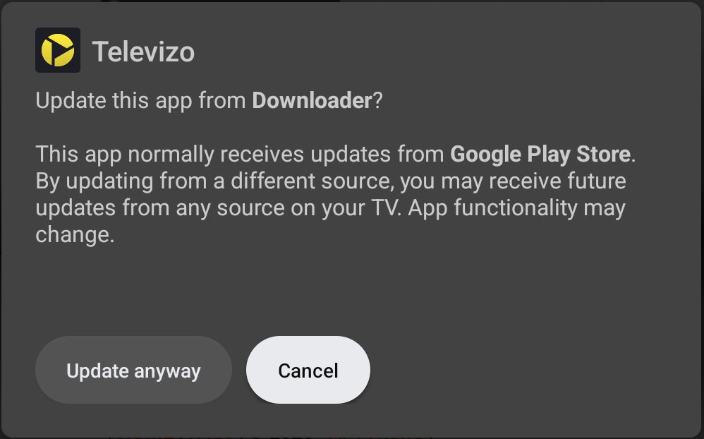 Update this app from Downloader? — įspėjimas