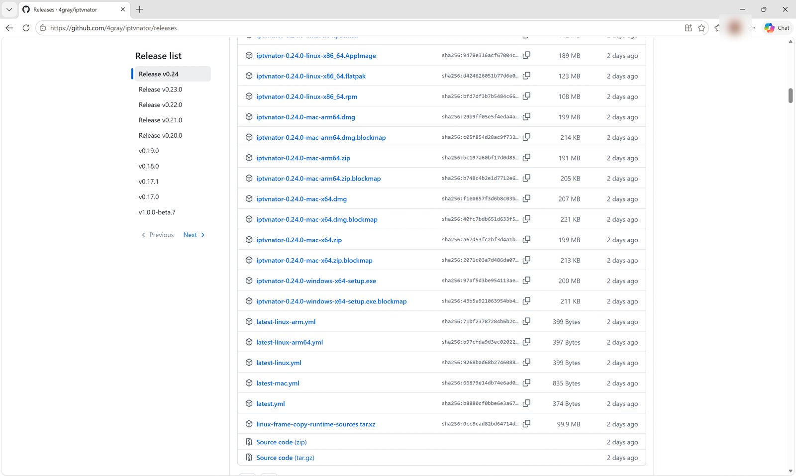 Release file list