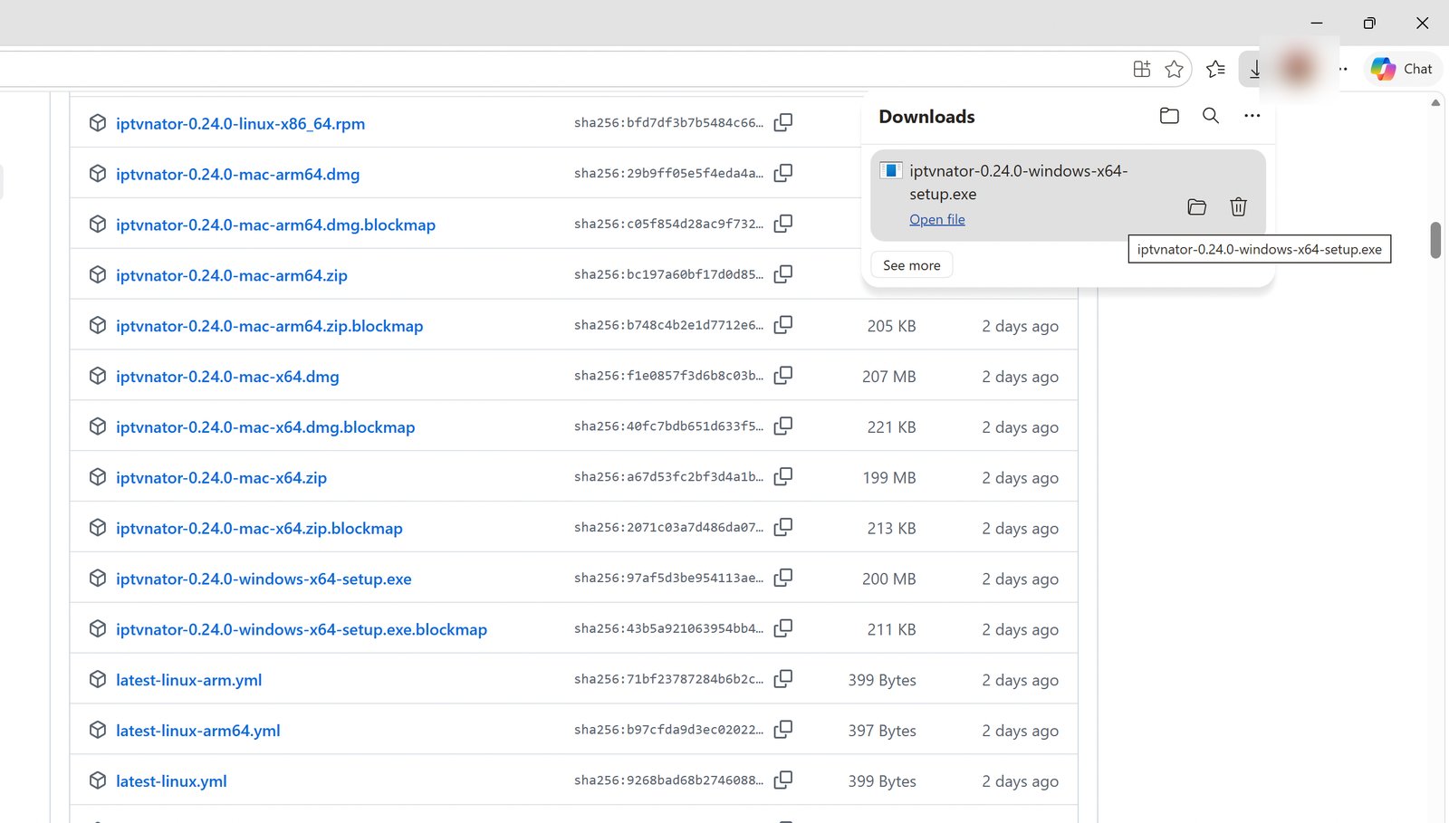 Download finished: Open file