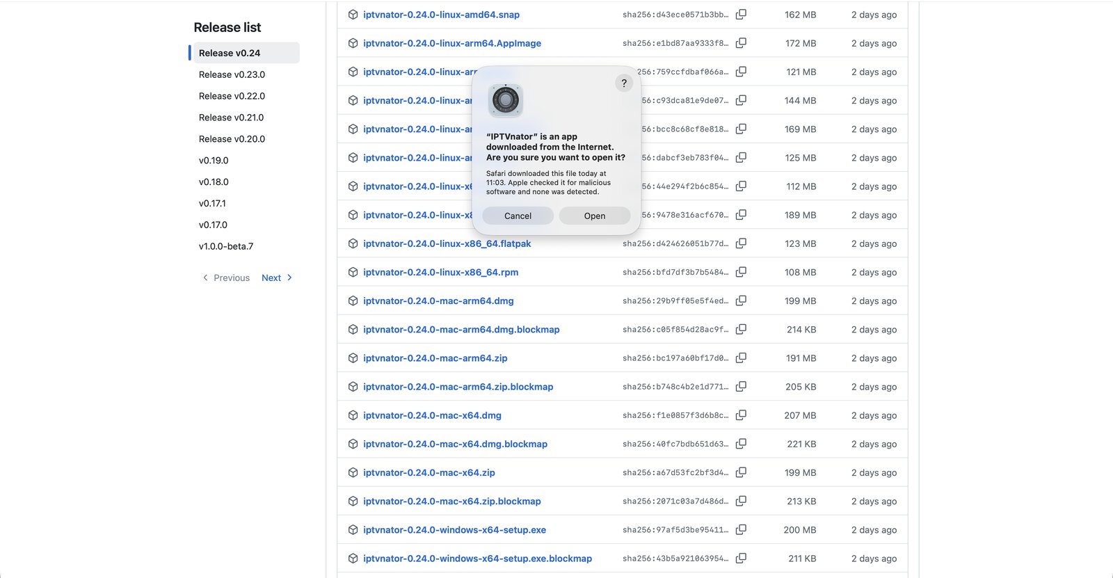 macOS: open an app from the internet