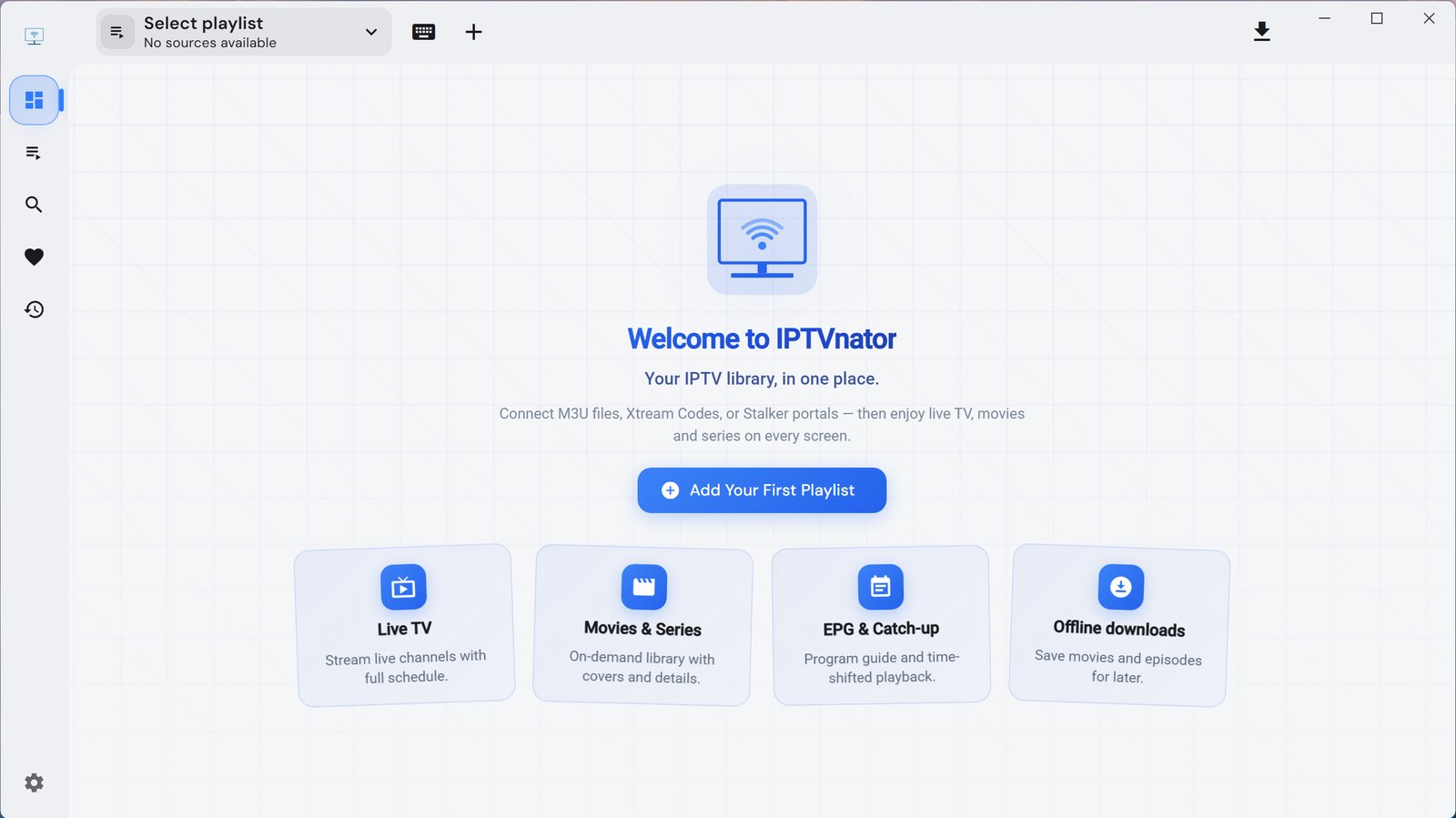 IPTVnator first launch